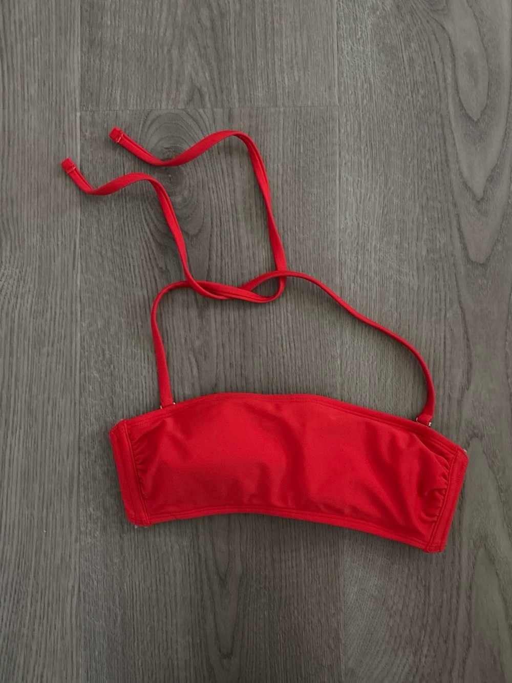 Red Bandeau Swim Top with Thin Straps size small